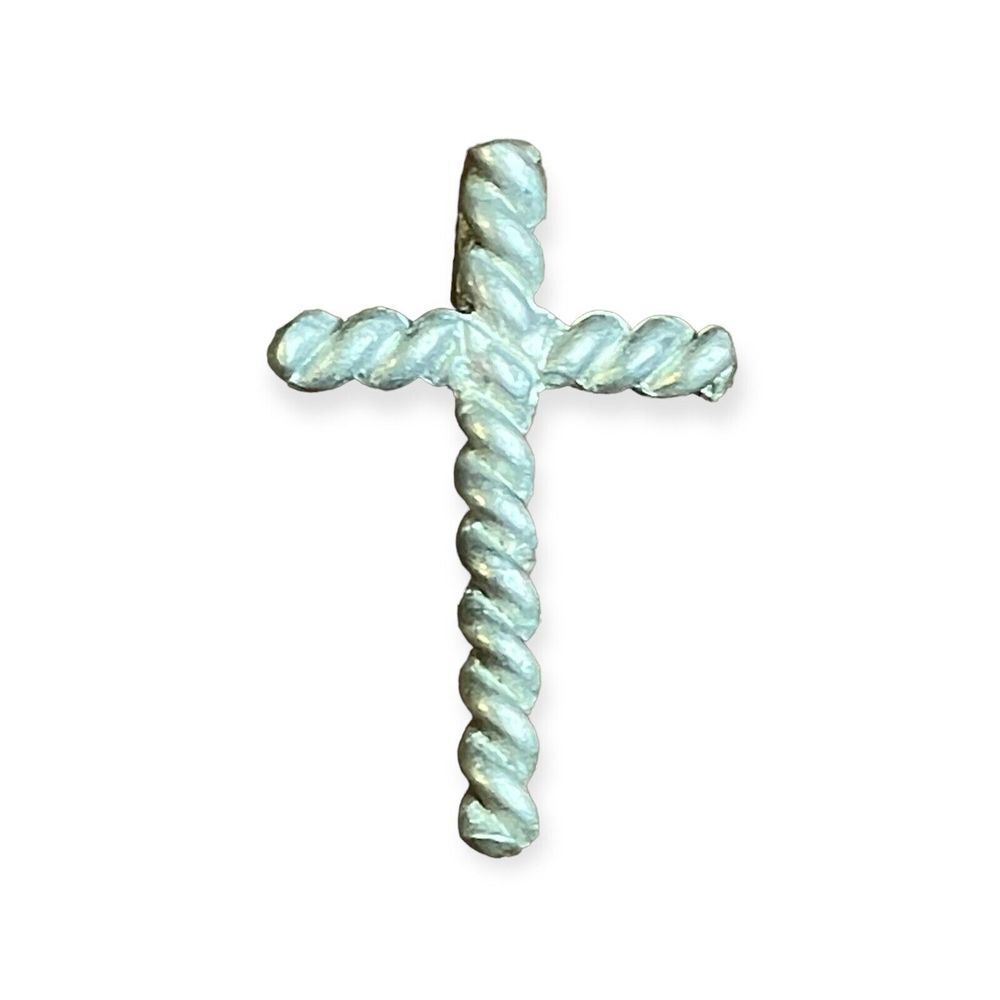 LKL Vintage Sterling Silver Twisted Rope Cross Pendant Hidden Bail Religious 925